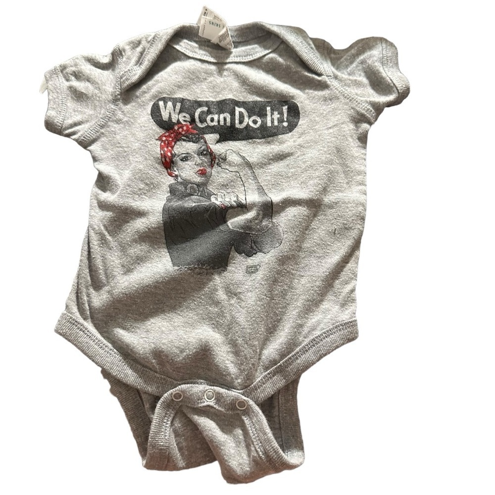 Rabbit Skins Size 6 months We Can Do It onesie